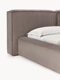 Čalouněná postel z manšestru s úložným prostorem Lennon, Taupe, Š 248 cm, H 243 cm (rozměry plochy k ležení 180 cm x 200 cm)