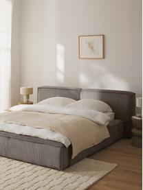 Letto imbottito in velluto a coste con contenitore Lennon, Rivestimento: velluto a coste (98% poli, Struttura: legno di pino massiccio, , Piedini: legno, plastica Questo pr, Velluto a coste taupe, Larg. 248 x Lung. 243 cm (superfice 180 x 200 cm)