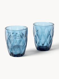 Verres à eau avec embossage décoratif Colorado, 4 pièces, Verre, Bleu, Ø 8 x haut. 10 cm, 260 ml