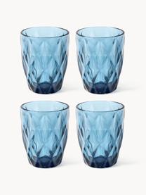 Verres à eau avec embossage décoratif Colorado, 4 pièces, Verre, Bleu, Ø 8 x haut. 10 cm, 260 ml