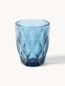 Verres à eau avec embossage décoratif Colorado, 4 pièces, Verre, Bleu, Ø 8 x haut. 10 cm, 260 ml