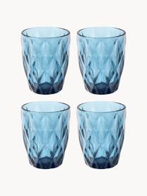 Vasos de agua con patrón texturizado Colorado, 4 uds., Azul, transparente, Ø 8 x Al 10 cm, 260 ml