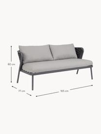 Sofa ogrodowa Harlow (2-osobowa), Tapicerka: 100% polipropylen, Stelaż: aluminium malowane proszk, Jasnoszara tkanina, antracytowy, S 165 x G 77 cm