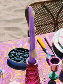 Ręcznie wykonana świeca stołowa Scallop, 2 szt., Parafina, Lila, kremowobiały, Ø 2 x 25 cm