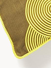 Funda de cojín de lino Pompidou, Funda: 100% lino, Amarillo claro, verde oliva, An 45 x L 45 cm