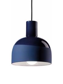 Kleine keramische hanglamp Caxixi in blauw, Lampenkap: keramiek, Baldakijn: keramiek, Blauw, Ø 22 x H 27 cm