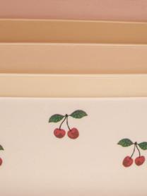 Kinderschalen Mix, set van 5, 100% PLA (kunststof), Abrikoos- en roze tinten, kersenmotief, Ø 15 x H 4 cm