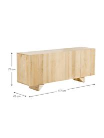 Sideboard Louis aus Massivholz mit Türen, Mangoholz, lackiert, B 177 x H 75 cm