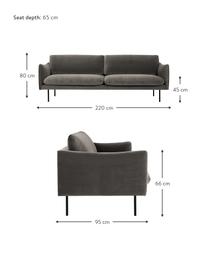 Sametová pohovka Moby (3místná), Taupe, Š 220 cm, H 95 cm