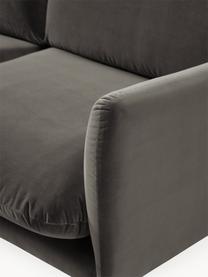 Samt-Sofa Moby (3-Sitzer), Bezug: Samt (Hochwertiger Polyes, Gestell: Massives Kiefernholz, Füße: Metall, pulverbeschichtet, Samt Taupe, B 220 x T 95 cm