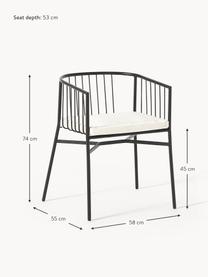 Zahradní židle s područkami Connor, Černá, tlumeně bílá, Š 58 cm, H 55 cm