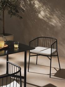 Ogrodowe krzesło z podłokietnikami Connor, Tapicerka: 60% poliester, 40% bawełn, Stelaż: metal malowany proszkowo, Złamana biel, czarny, S 58 x G 55 cm