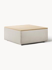 Sofa-Hocker Lennon aus Cord mit Stauraum, Bezug: Cord (92 % Polyester, 8 %, Tablett: Eichenholz, Spannplatte m, Gestell: Spanplatte, mitteldichte , Cord Hellbeige, helles Eichenholz, B 88 x T 88 cm