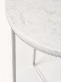 Table d'appoint ronde en marbre Alys, Blanc marbré, argenté, Ø 40 x haut. 50 cm