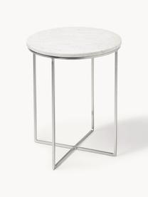 Table d'appoint ronde en marbre Alys, Blanc marbré, argenté, Ø 40 x haut. 50 cm