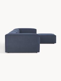 Modulaire bank Lennon (4-zits) met kruk, Bekleding: 100% polyester De slijtva, Frame: massief grenenhout, multi, Poten: kunststof Dit product is , Geweven stof donkerblauw, B 327 x H 207 cm