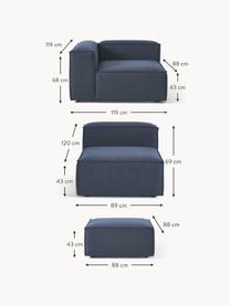 Canapé d'angle modulable 4 places avec pouf Lennon, Tissu bleu foncé, larg. 327 x prof. 207 cm