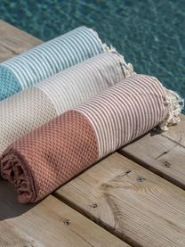 Ręcznik plażowy z frędzlami Ibiza, 100% Bawełna,
Bardzo niska gramatura, 200 g/m², Terakota, S 100 x D 200 cm
