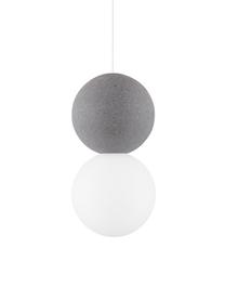 Lampa wisząca ze szkła i betonu Zero, Biały, szary, Ø 10 x W 20 cm