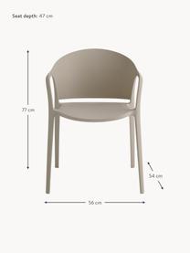 Plastové stoličky s opierkami Monti, 2 ks, Umelá hmota, Béžová, Š 56 x H 54 cm