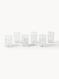 Set de vasos artesanales con relieves Hobnail, 6 uds., Vidrio, Transparente, Ø 7 x Al 11 cm, 200 ml