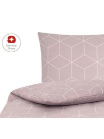 Baumwoll-Bettdeckenbezug Lynn mit grafischem Muster, Webart: Renforcé Fadendichte 144 , Altrosa, Cremeweiss, B 160 x L 210 cm
