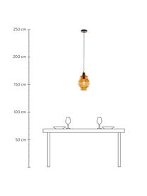 Malá závesná lampa Covell, Odtiene jantárovej, čierna, Ø 23 cm x V 33 cm