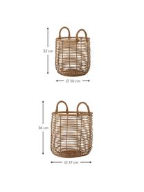 Panier de rangement rotin Lyng, 2 élém., Rotin, Bois clair, Lot de différentes tailles