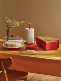 Küchenrollenhalter Mattina mit Bambusholz-Dekor, Dekor: Bambusholz, Rot, Helles Holz, Ø 16 x H 33 cm