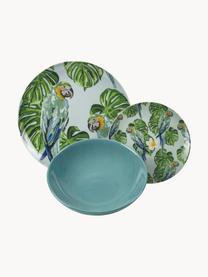 Service de table en porcelaine Parrot Jungle, 6 personnes (18 élém.), Porcelaine, Multicolore, Lot de différentes tailles