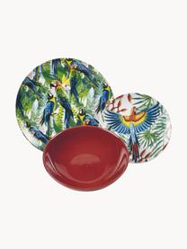 Servizio di piatti in porcellana colorati Parrot Jungle, 6 persone (18 pz), Porcellana, Multicolore, Set in varie misure