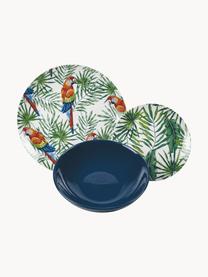 Service de table en porcelaine Parrot Jungle, 6 personnes (18 élém.), Porcelaine, Multicolore, Lot de différentes tailles