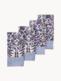 Textilné servítky s kvetinovým vzorom Jasmine, 4 ks, 100 %  bavlna, Tmavomodrá, lomená biela, hnedá, Š 45 x D 45 cm