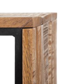 Komplet stolików kawowych z drewna mangowego z metalowym stelażem Carol, 2 elem., Blat: drewno mangowe, Stelaż: metal lakierowany, Brązowy, czarny, Komplet z różnymi rozmiarami