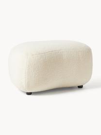 Pouf en tissu peluche Alba, Peluche blanc cassé, larg. 70 x haut. 42 cm, courbé à gauche