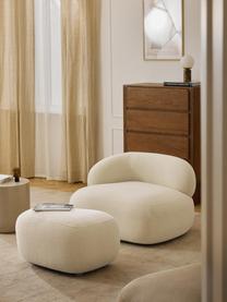 Pouf in teddy Alba, Rivestimento: 100% poliestere (orsacchi, Teddy bianco latte, Larg. 70 x Alt. 42 cm, curvatura a sinistra