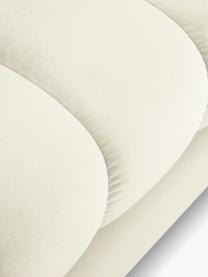 Canapé d'angle 5 places en velours Mamaia, Velours blanc crème, larg. 293 x prof. 185 cm, méridienne à droite