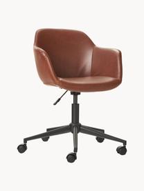 Sedia da scrivania in similpelle con seduta stretta Fiji, Rivestimento: similpelle (100% poliuret, Struttura: metallo verniciato a polv, Ruote: plastica, Similpelle marrone, Larg. 66 x Prof. 66 cm