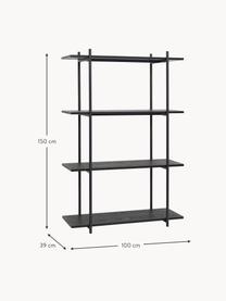 Regał z drewna jesionowego Norm, Drewno jesionowe, Czarny, S 100 x W 150 cm