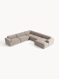 Sofa narożna Melva, Tapicerka: 100% poliester Dzięki tka, Stelaż: lite drewno sosnowe i świ, Nogi: tworzywo sztuczne Ten pro, Greige tkanina, S 339 x G 339 cm, prawostronna