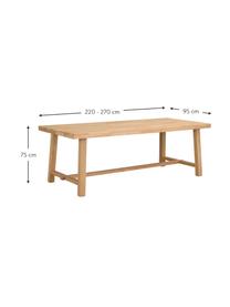 Tavolo allungabile con piano in legno massello Brooklyn, 220-270x95 cm, Legno di quercia massiccio, laccato trasparente, Legno di quercia, Larg. 220 a 270 x Prof. 95 cm