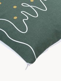 Housse de coussin 45x45 Lines Tree, 100 % coton, Vert foncé, larg. 45 x long. 45 cm