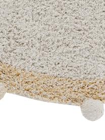 Tapis rond lavable fait main Bubbly, Couleur crème, jaune