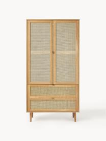 Malá šatní skříň s vídeňskou pleteninou Aries, Dubové dřevo, světle lakované, Š 100 cm, V 194 cm
