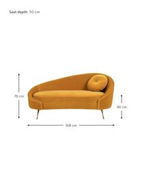 Divano 2 posti di design in velluto giallo I Am Not A Croissant, Rivestimento: velluto di poliestere 30 , Piedini: acciaio inossidabile rive, Cornice: compensato, Velluto giallo ocra, Larg. 168 x Alt. 76 cm