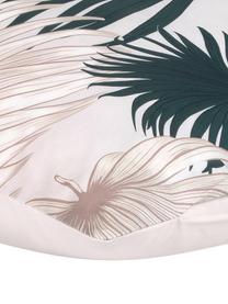 Baumwollsatin-Kissenbezug Aloha mit Palmenblättern, 50 x 70 cm, Webart: Satin Fadendichte 210 TC,, Vorderseite: Beige, Grün Rückseite: Beige, B 50 x L 70 cm