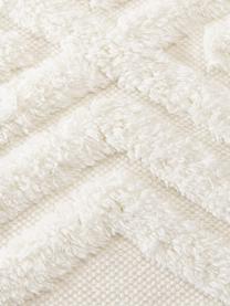 Passatoia in cotone tessuta a mano con struttura in rilievo Ziggy, 100% cotone, Bianco crema, Larg. 80 x Lung. 200 cm