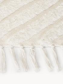 Handgewebter Baumwollläufer Ziggy mit erhabener Hoch-Tief-Struktur, 100% Baumwolle, Cremeweiss, B 80 x L 200 cm