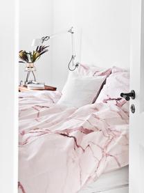 Pościel z perkalu Malin, Blady różowy, marmurowy, 240 x 220 cm + 2 poduszki 80 x 80 cm