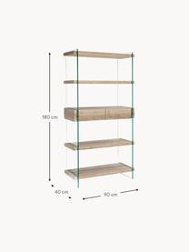 Scaffale Kenya, Struttura: pannello di fibra a media, Legno, trasparente, Larg. 90 x Alt. 180 cm